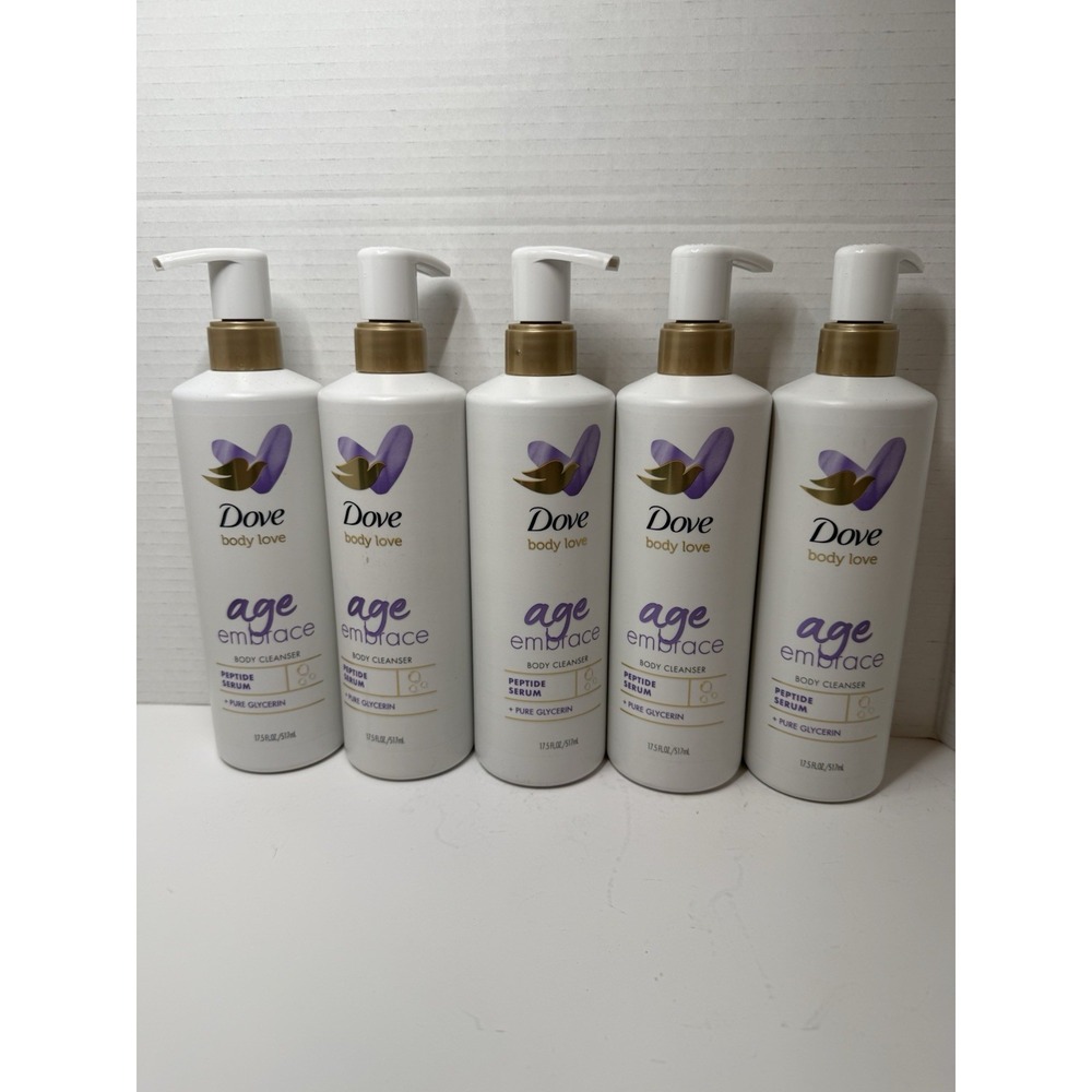 5 Pack New Dove Body Love Age Embrace Body Cleanser Peptide Serum 17.5oz